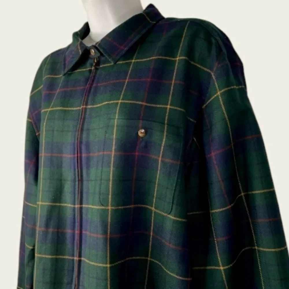 Pendleton Women's Green Blue Plaid Celebration Tartan Wool Zip Front Jacket M - Picture 7 of 15